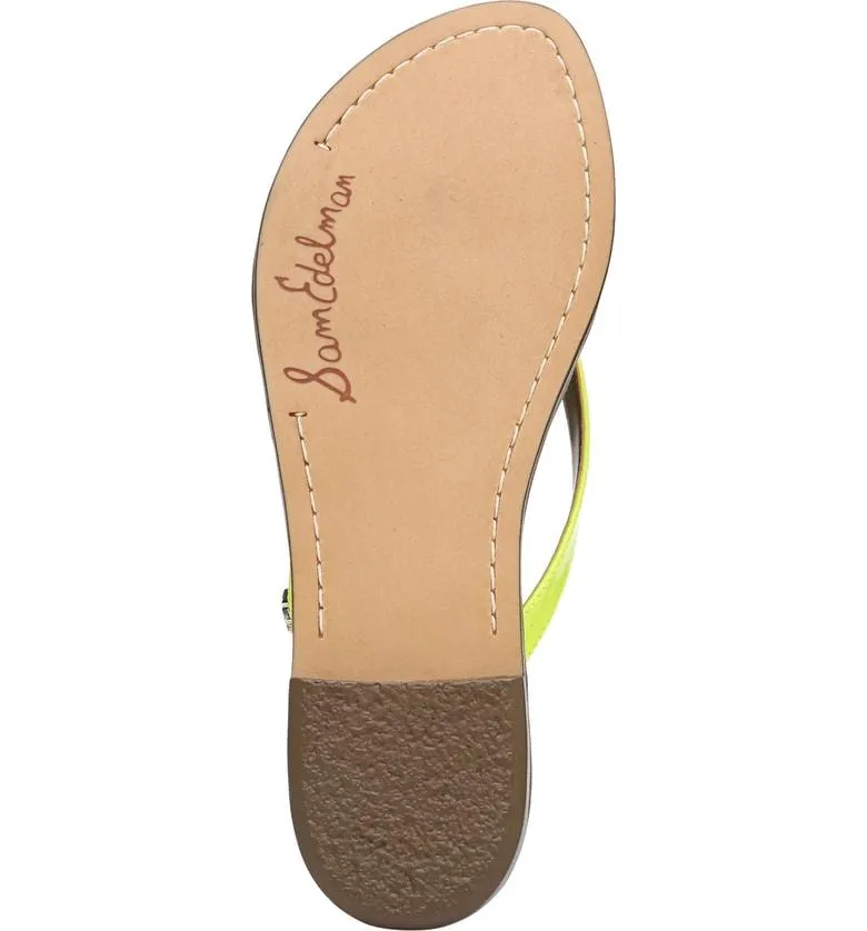 Sam Edelman Gracie Thong Slip On Slide Flat Sandals NEON YELLOW (7, NEON YELLOW)