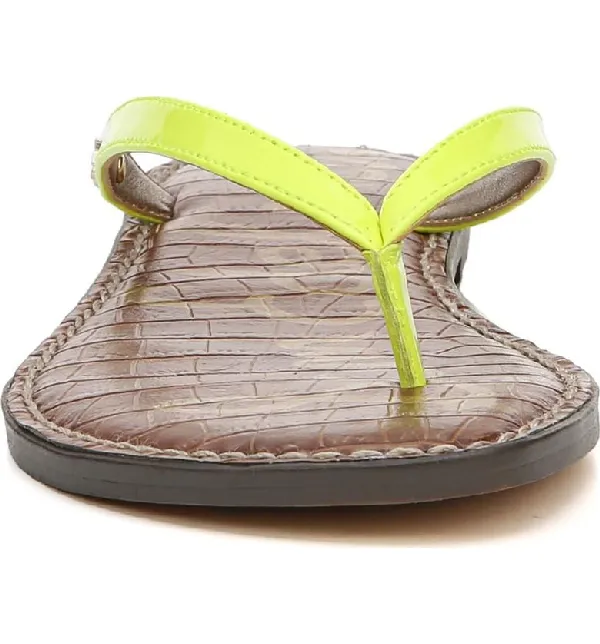 Sam Edelman Gracie Thong Slip On Slide Flat Sandals NEON YELLOW (7, NEON YELLOW)