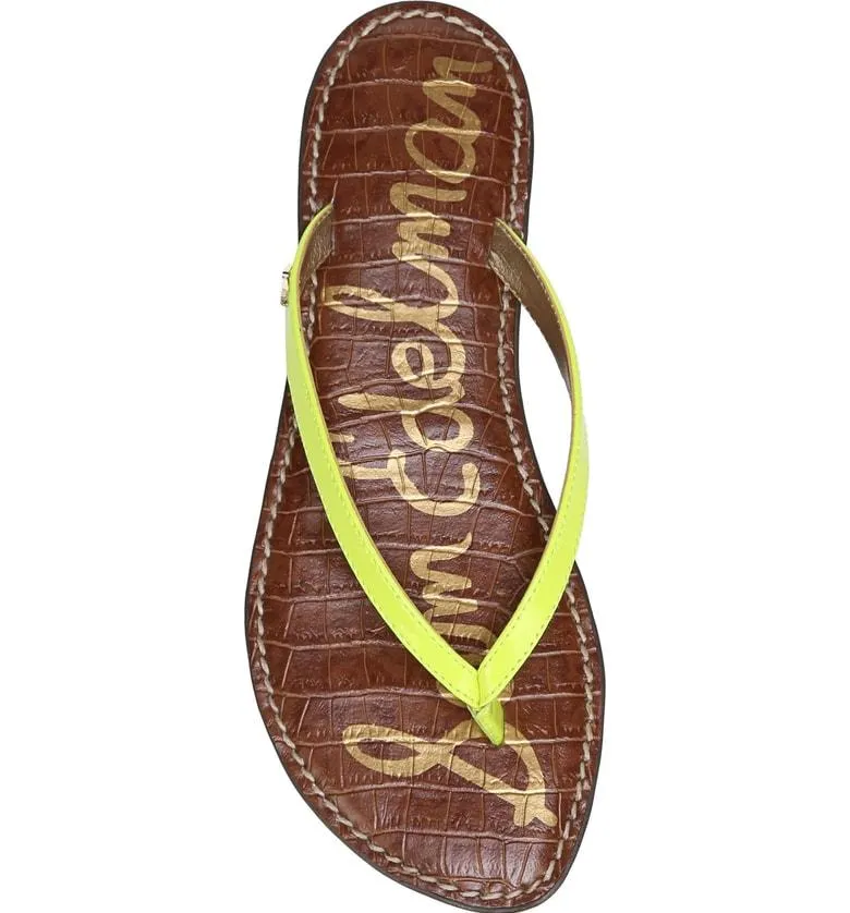 Sam Edelman Gracie Thong Slip On Slide Flat Sandals NEON YELLOW (7, NEON YELLOW)