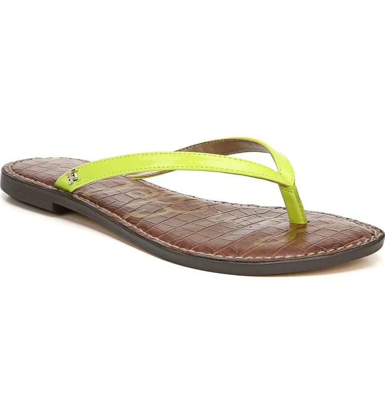 Sam Edelman Gracie Thong Slip On Slide Flat Sandals NEON YELLOW (7, NEON YELLOW)