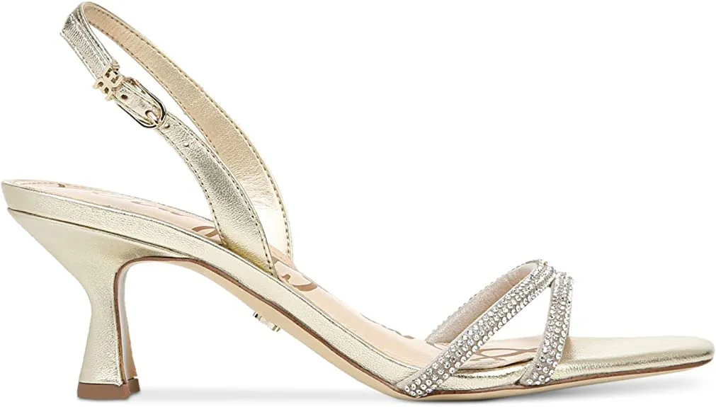 Sam Edelman Ronan Gold Strappy Sandals Ankle Strap Open Toe French Heel Sandals