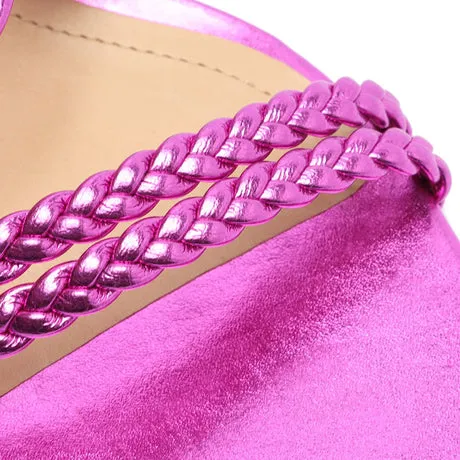 Schutz Lunah Mid Bright Violet Strappy Lace Up Open Toe Mid Block Heel Sandals