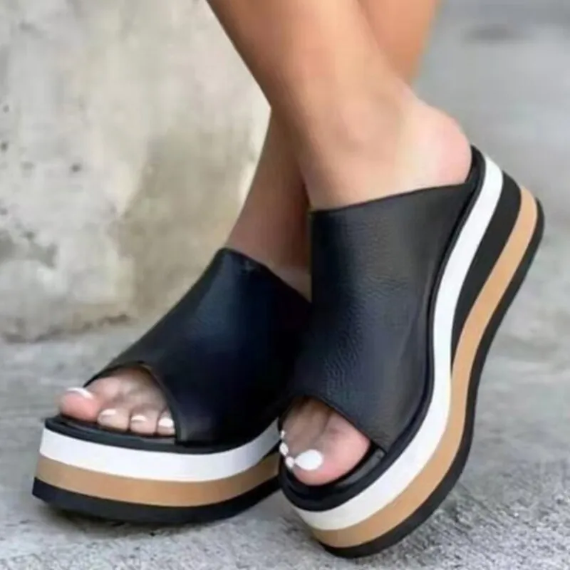 Sonicelife  Women Sandals 2024 Summer Shoes For Women Platform Sandalias Mujer Peep Toe Heels Slippers With Wedges Shoes Female Heel Sandals