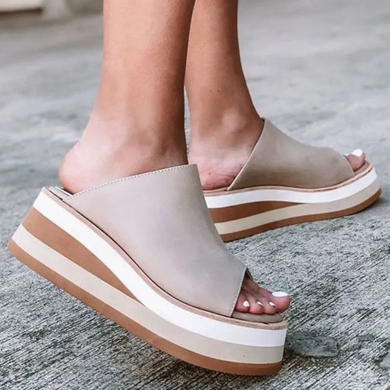 Sonicelife  Women Sandals 2024 Summer Shoes For Women Platform Sandalias Mujer Peep Toe Heels Slippers With Wedges Shoes Female Heel Sandals