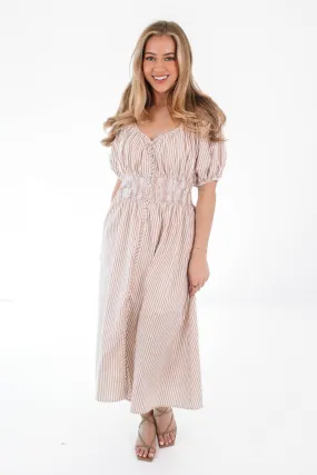 Take Me Serious Midi Dress - Camel