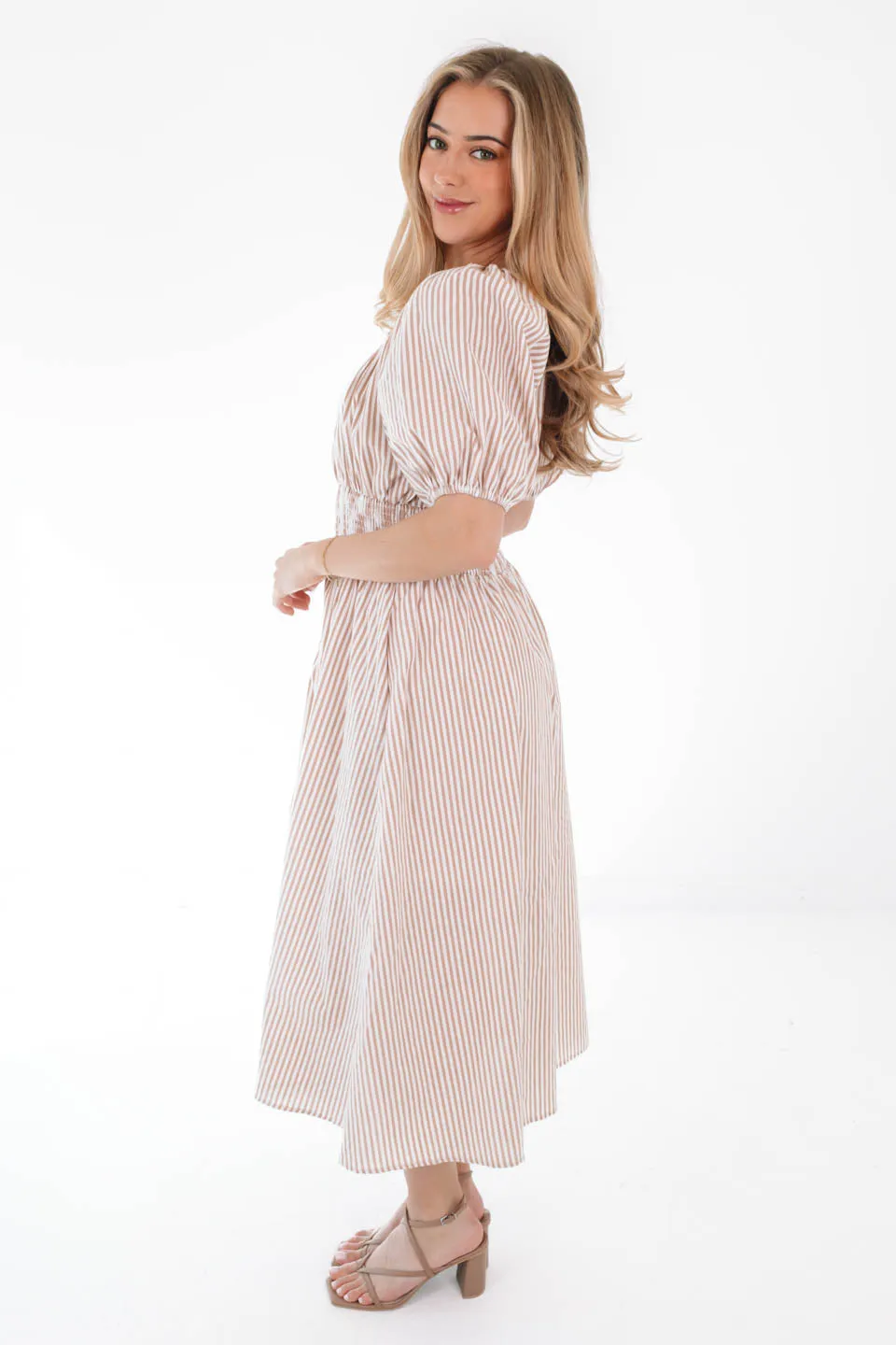 Take Me Serious Midi Dress - Camel
