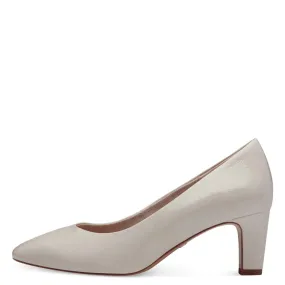 Tamaris Ivory Patent Block Heel Pumps: Style & Comfort