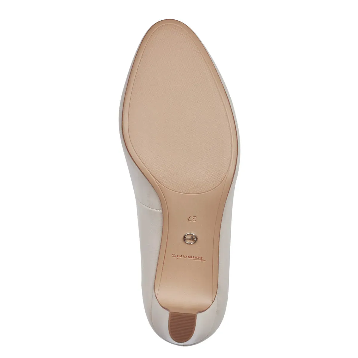 Tamaris Ivory Patent Block Heel Pumps: Style & Comfort