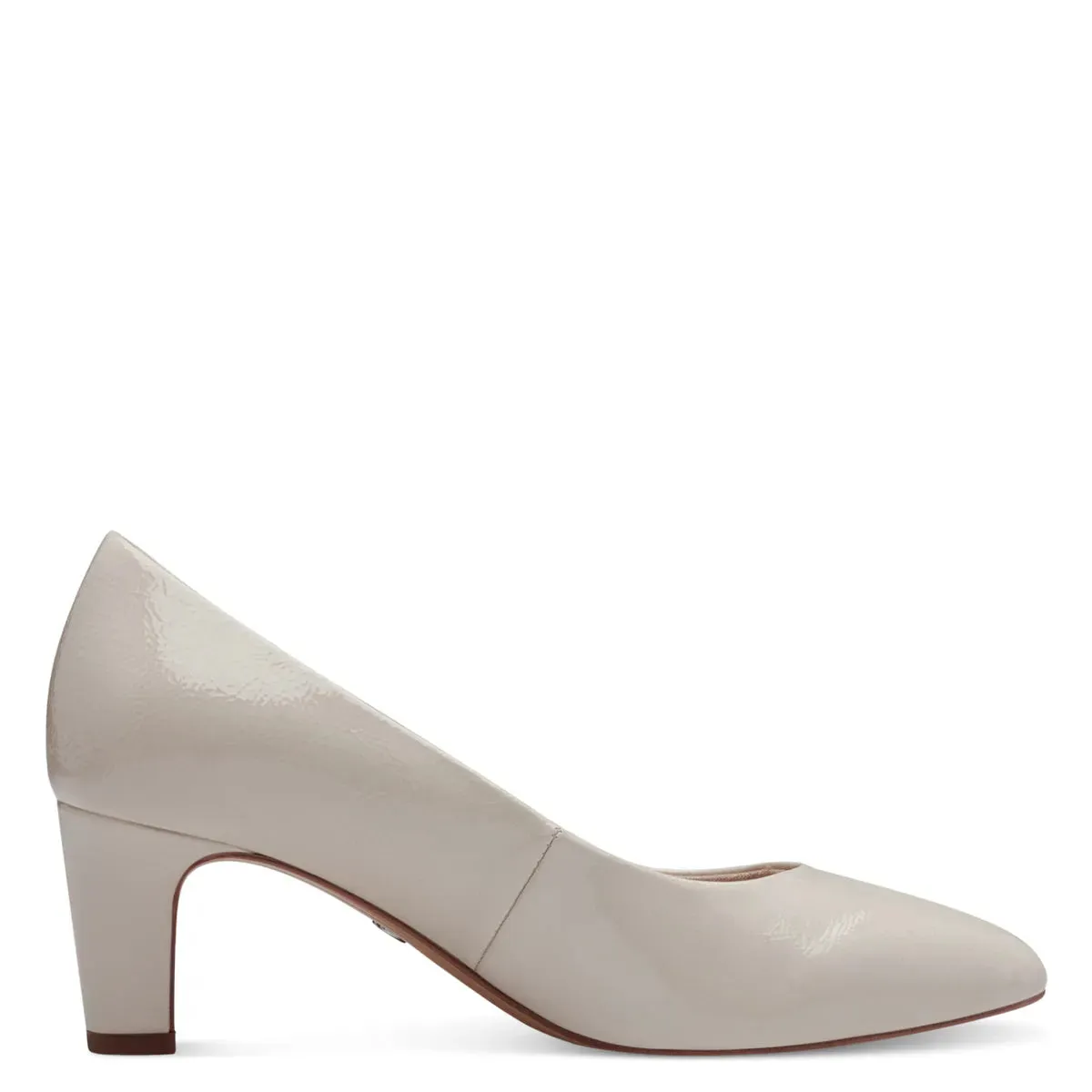 Tamaris Ivory Patent Block Heel Pumps: Style & Comfort