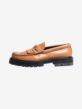 Tan chunky fringed loafers - size EU 38