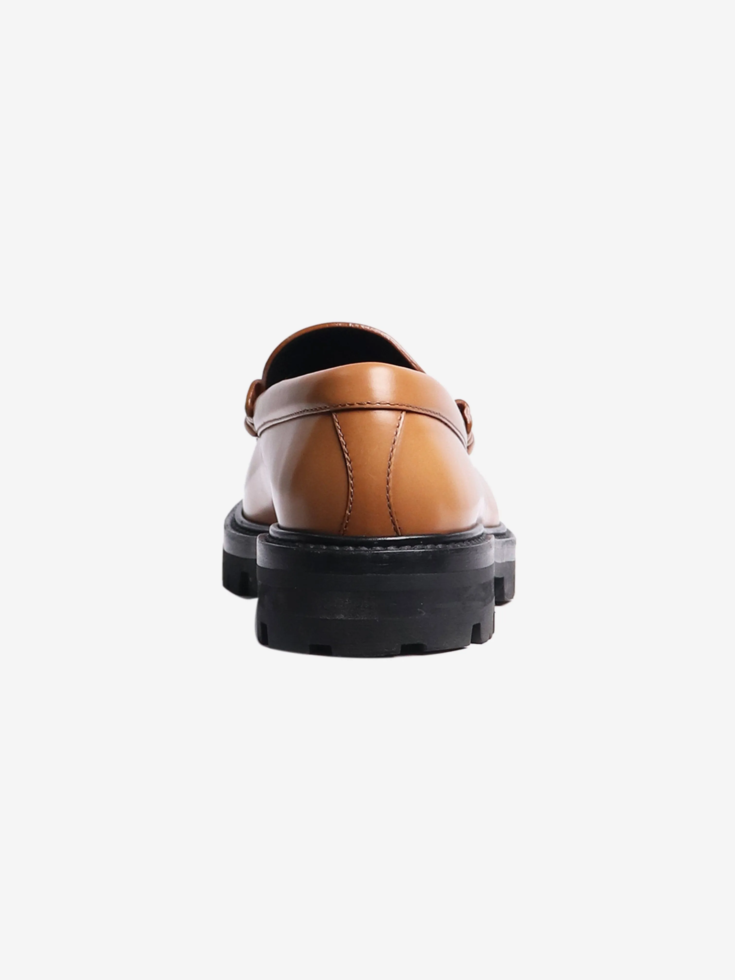 Tan chunky fringed loafers - size EU 38