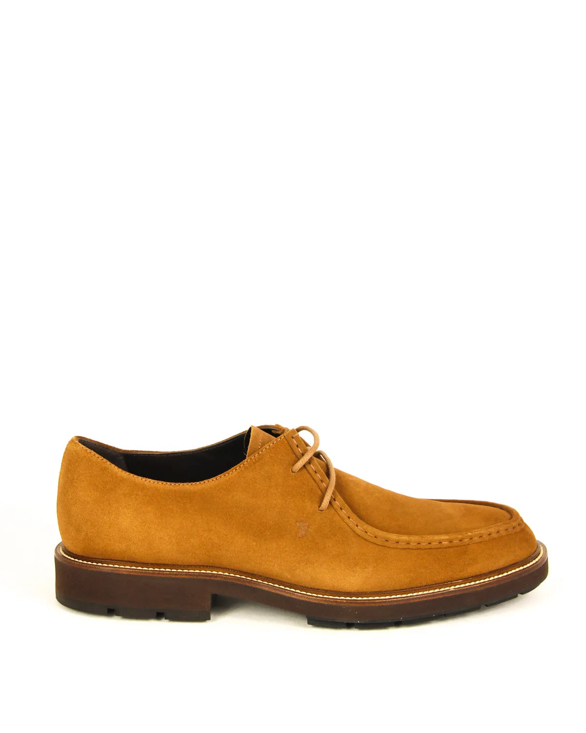 Tod's Men's POLBASSO BISCOTTO Suede Lace Up Elegant Block Low Heel Leather Shoes