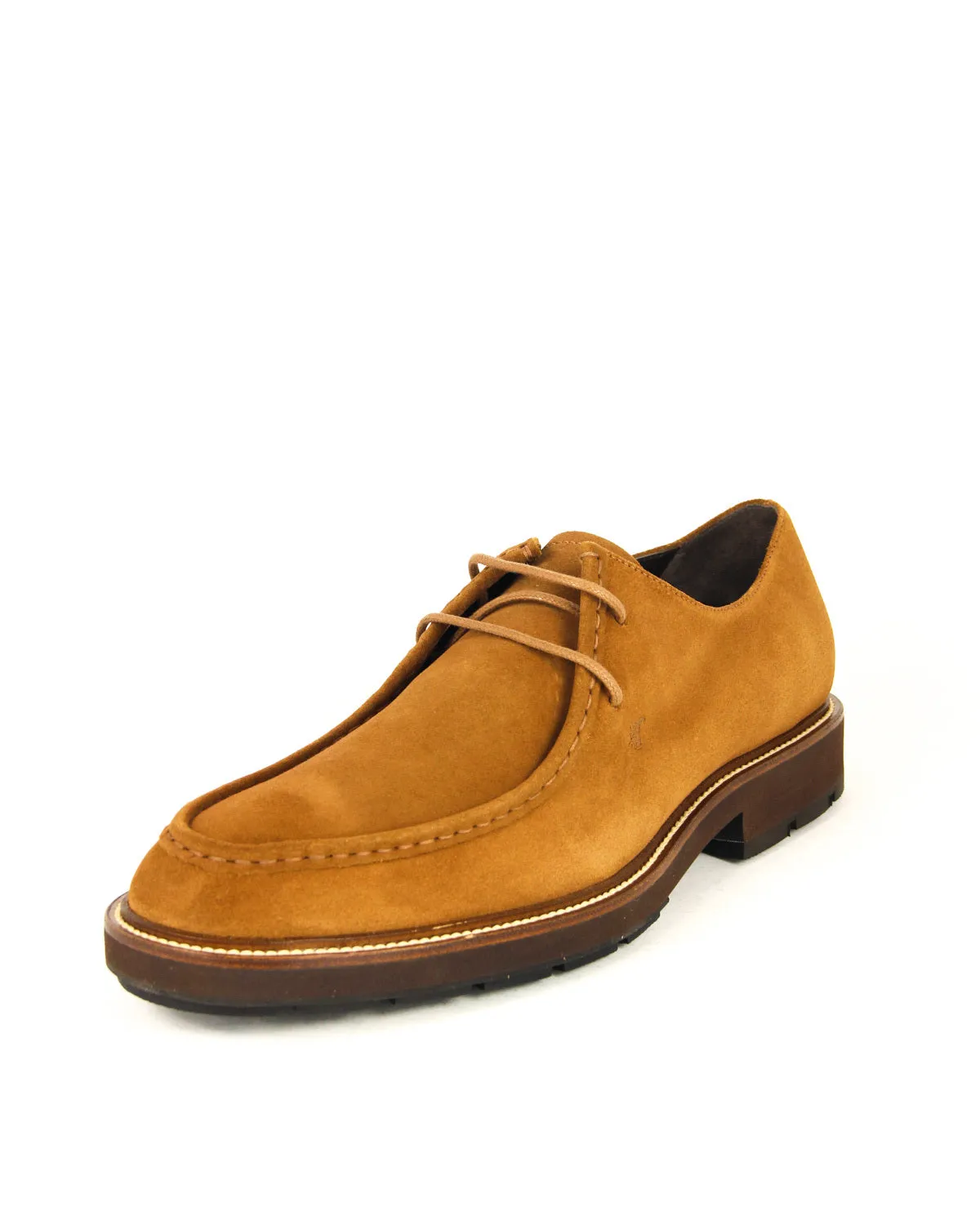 Tod's Men's POLBASSO BISCOTTO Suede Lace Up Elegant Block Low Heel Leather Shoes