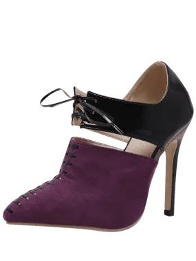 Trendy Tie Up Stiletto Heel Two Tone Pumps