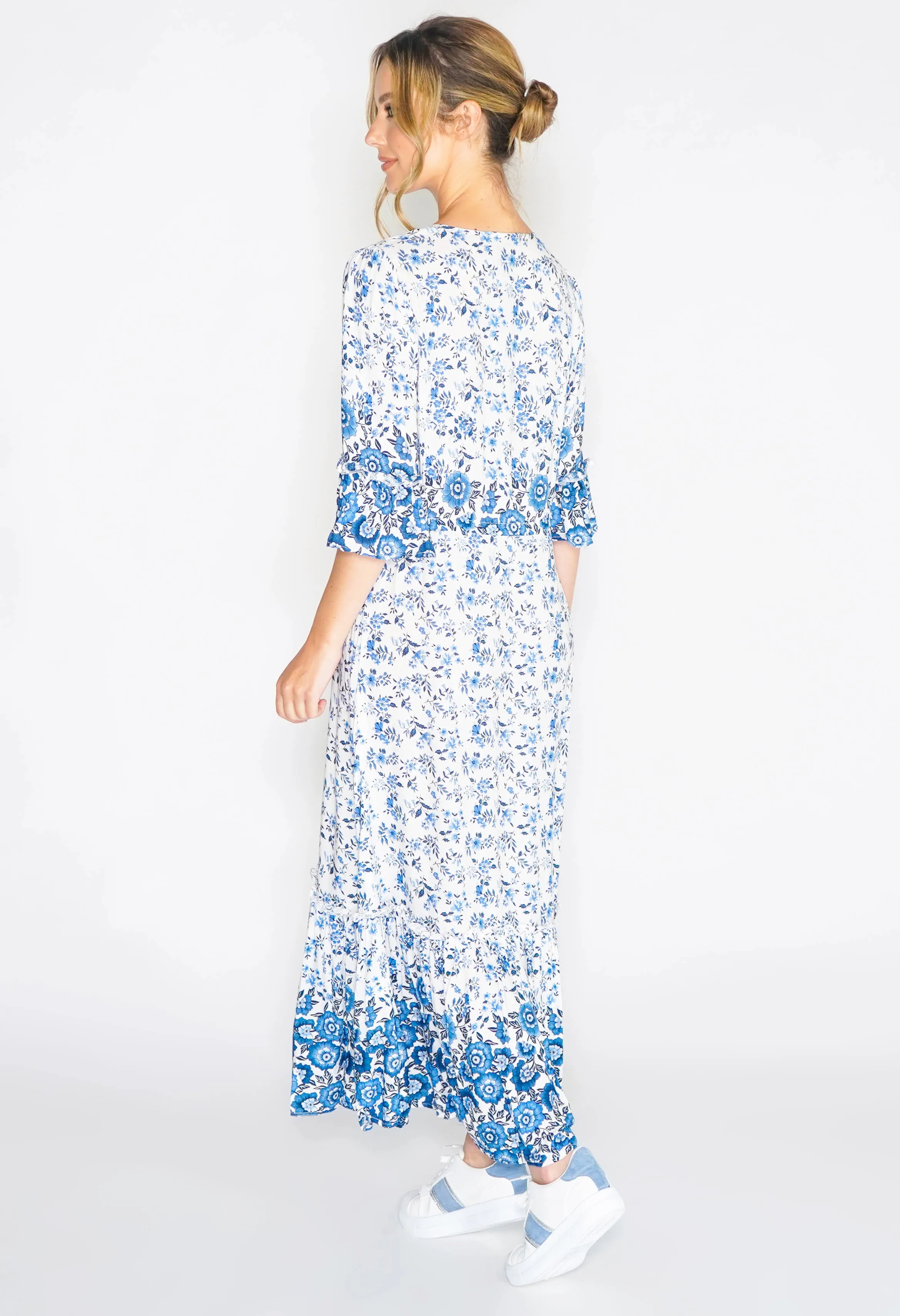 Two Tone Floral Maxi Dress