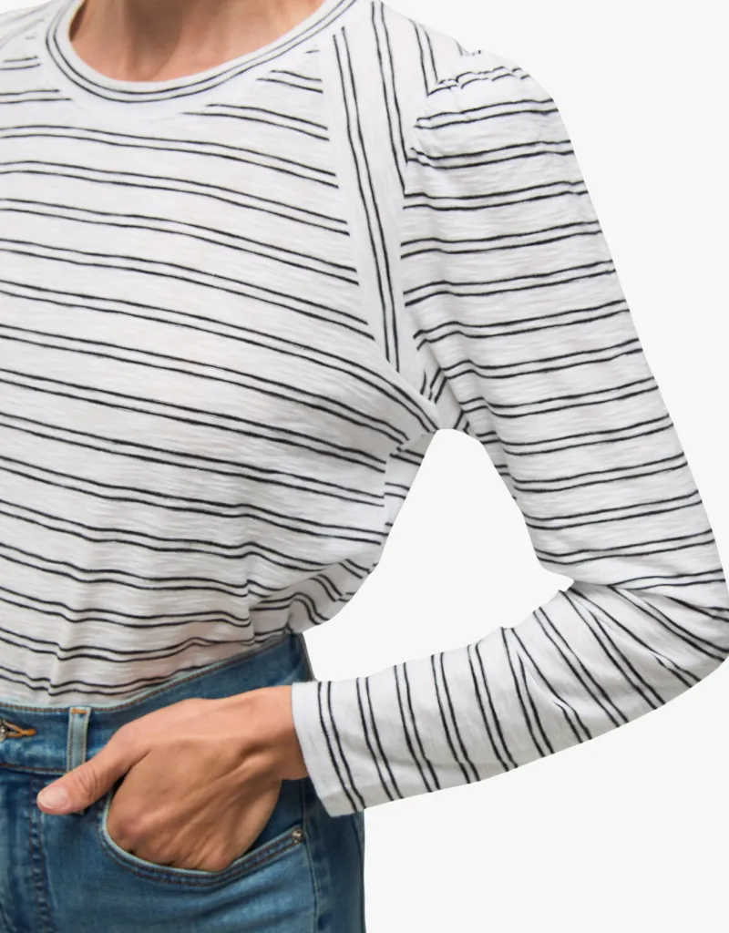 Veronica Beard Mason Baseball Tee in Black & White