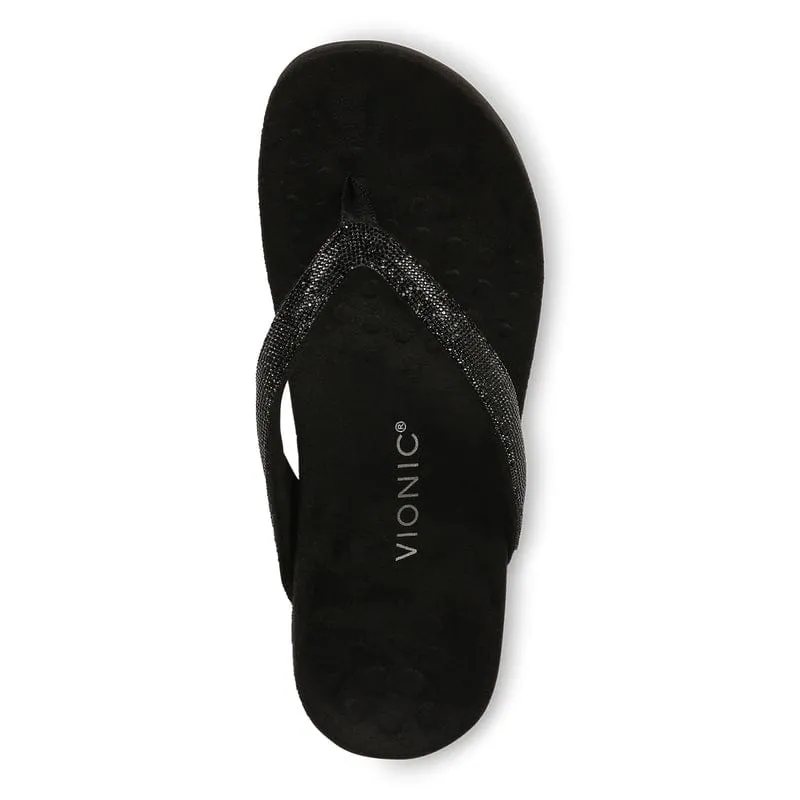 Vionic Women's Dillon Shine Flip Flops- Black