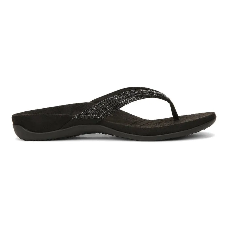Vionic Women's Dillon Shine Flip Flops- Black