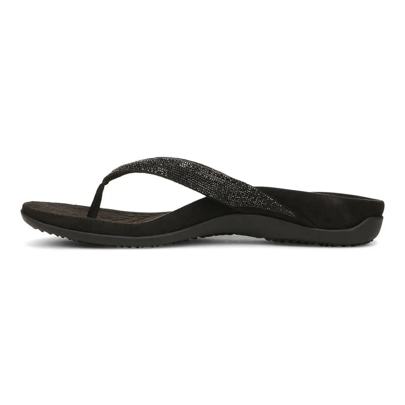 Vionic Women's Dillon Shine Flip Flops- Black