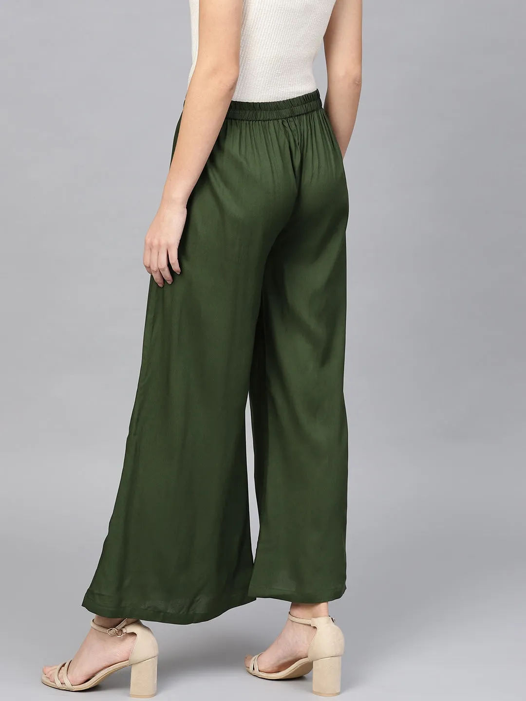 Women Green Solid Palazzos
