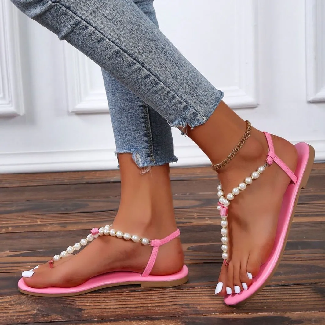 Women rhinestone bowknot clip toe slingback flat sandals