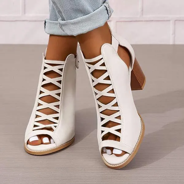 Women's Chunky Heel Buckled High-Heeled Sandals 06453400C