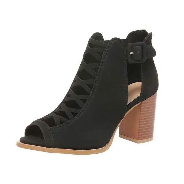 Women's Chunky Heel Buckled High-Heeled Sandals 06453400C