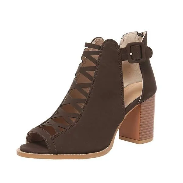 Women's Chunky Heel Buckled High-Heeled Sandals 06453400C
