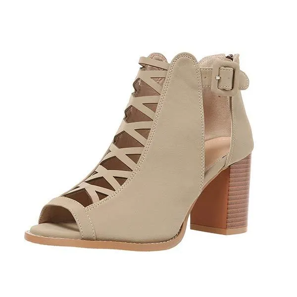 Women's Chunky Heel Buckled High-Heeled Sandals 06453400C