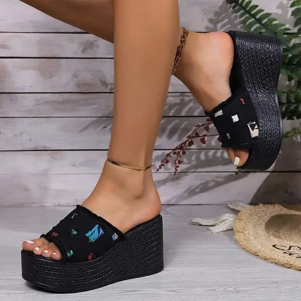 Women's Denim Wedge Sandals 33144722C