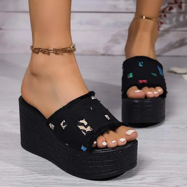 Women's Denim Wedge Sandals 33144722C