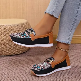 Women's Ethnic Print Slip-On Loafers 07004682C