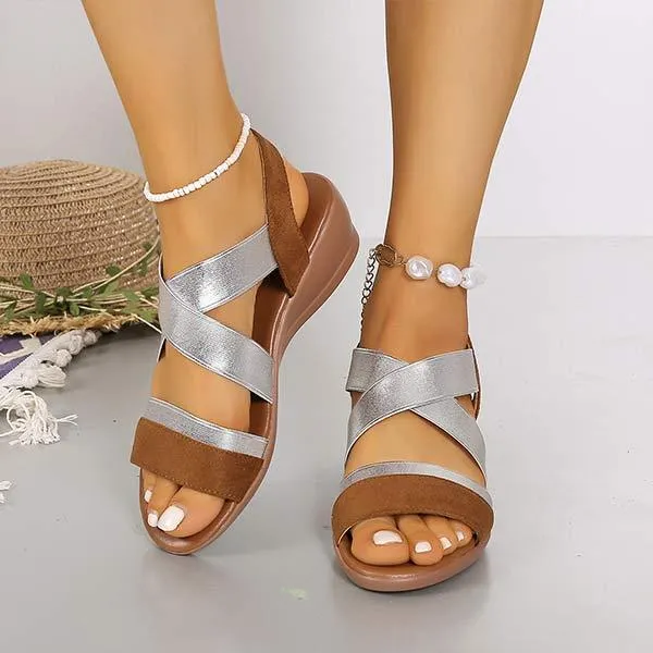 Women's Flat Wedge Cross Strap Sandals 24056989C
