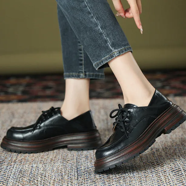 Women's Lace Up Non Slip Chunky Platform Oxford Shoes