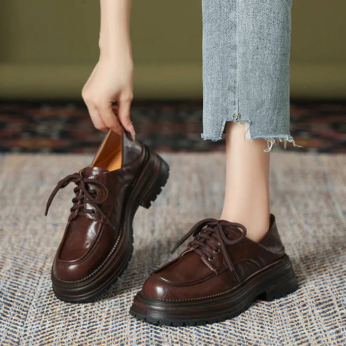 Women's Lace Up Non Slip Chunky Platform Oxford Shoes