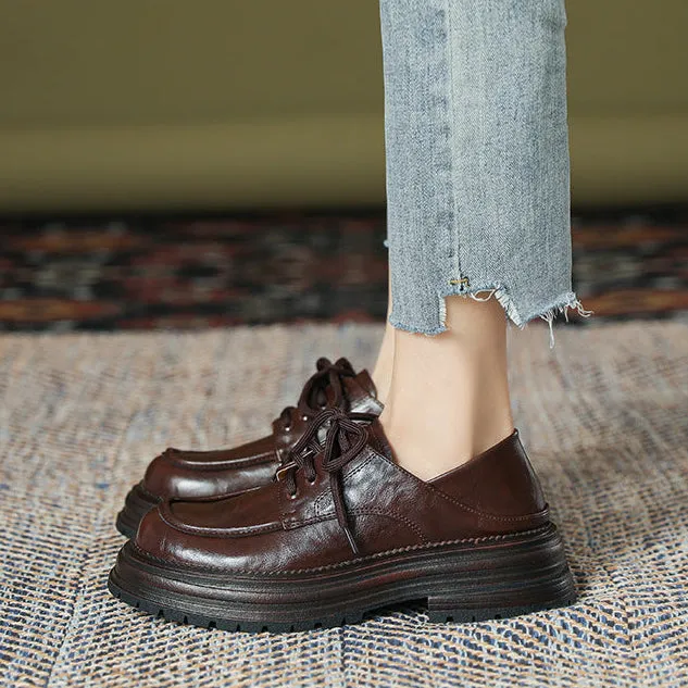 Women's Lace Up Non Slip Chunky Platform Oxford Shoes