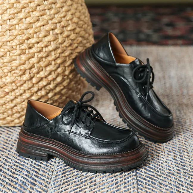 Women's Lace Up Non Slip Chunky Platform Oxford Shoes