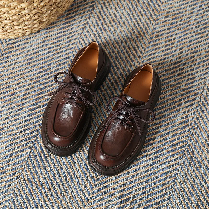 Women's Lace Up Non Slip Chunky Platform Oxford Shoes