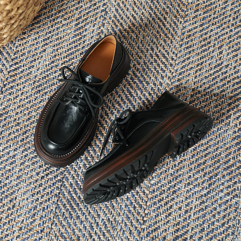 Women's Lace Up Non Slip Chunky Platform Oxford Shoes