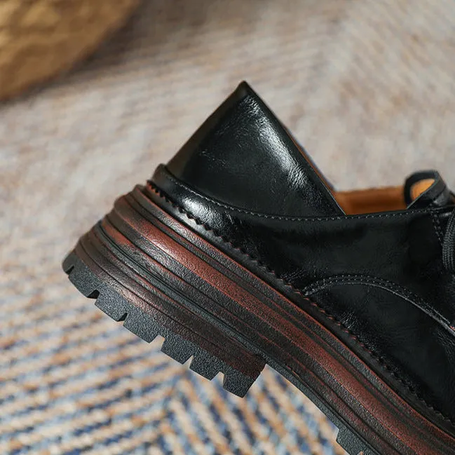 Women's Lace Up Non Slip Chunky Platform Oxford Shoes