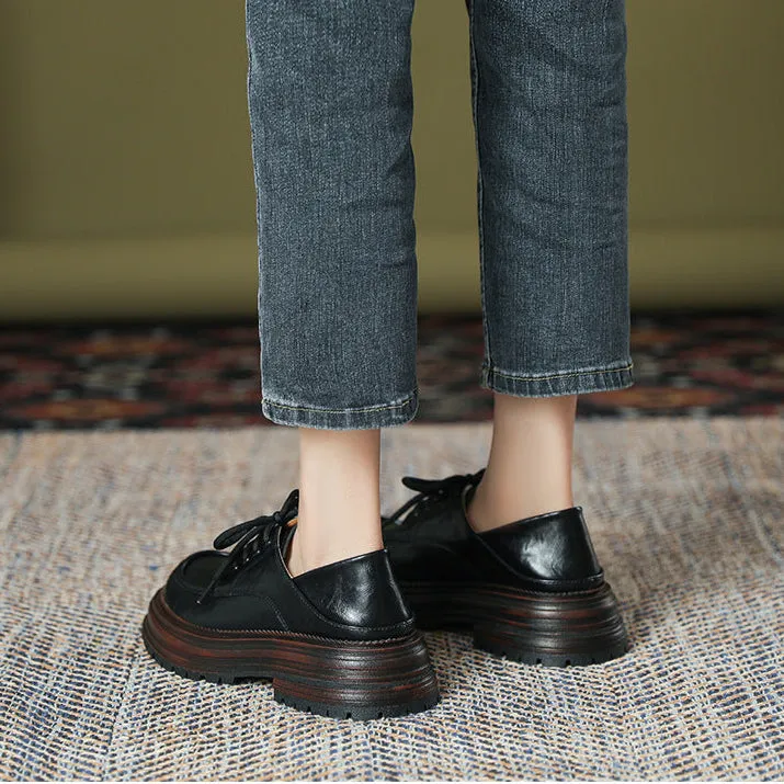 Women's Lace Up Non Slip Chunky Platform Oxford Shoes