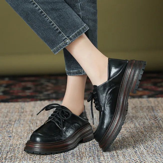 Women's Lace Up Non Slip Chunky Platform Oxford Shoes