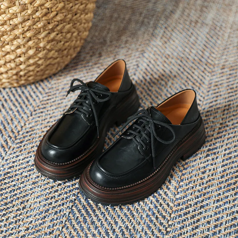Women's Lace Up Non Slip Chunky Platform Oxford Shoes
