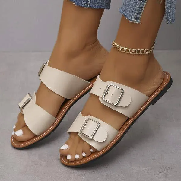 Women's Open-Toe Flat Sandals with Single Strap 45380178C