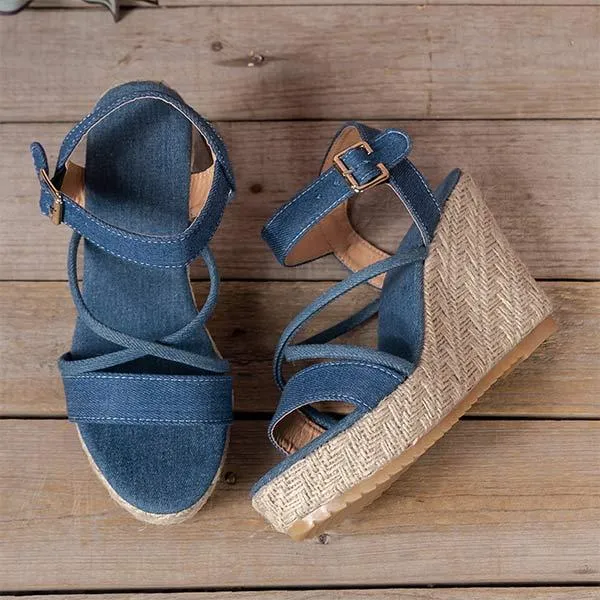 Women's Peep Toe Wedge Sandals with Jute Rope and Roman-Inspired Design 01772054C