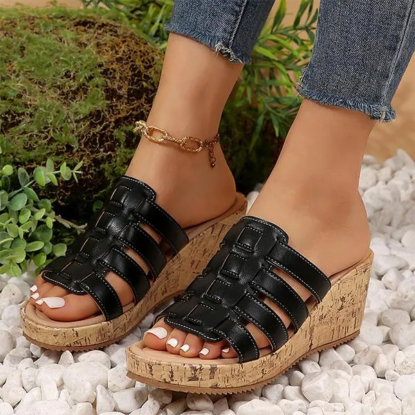 Women's Roman Wedge Casual Beach Slippers 29218141S